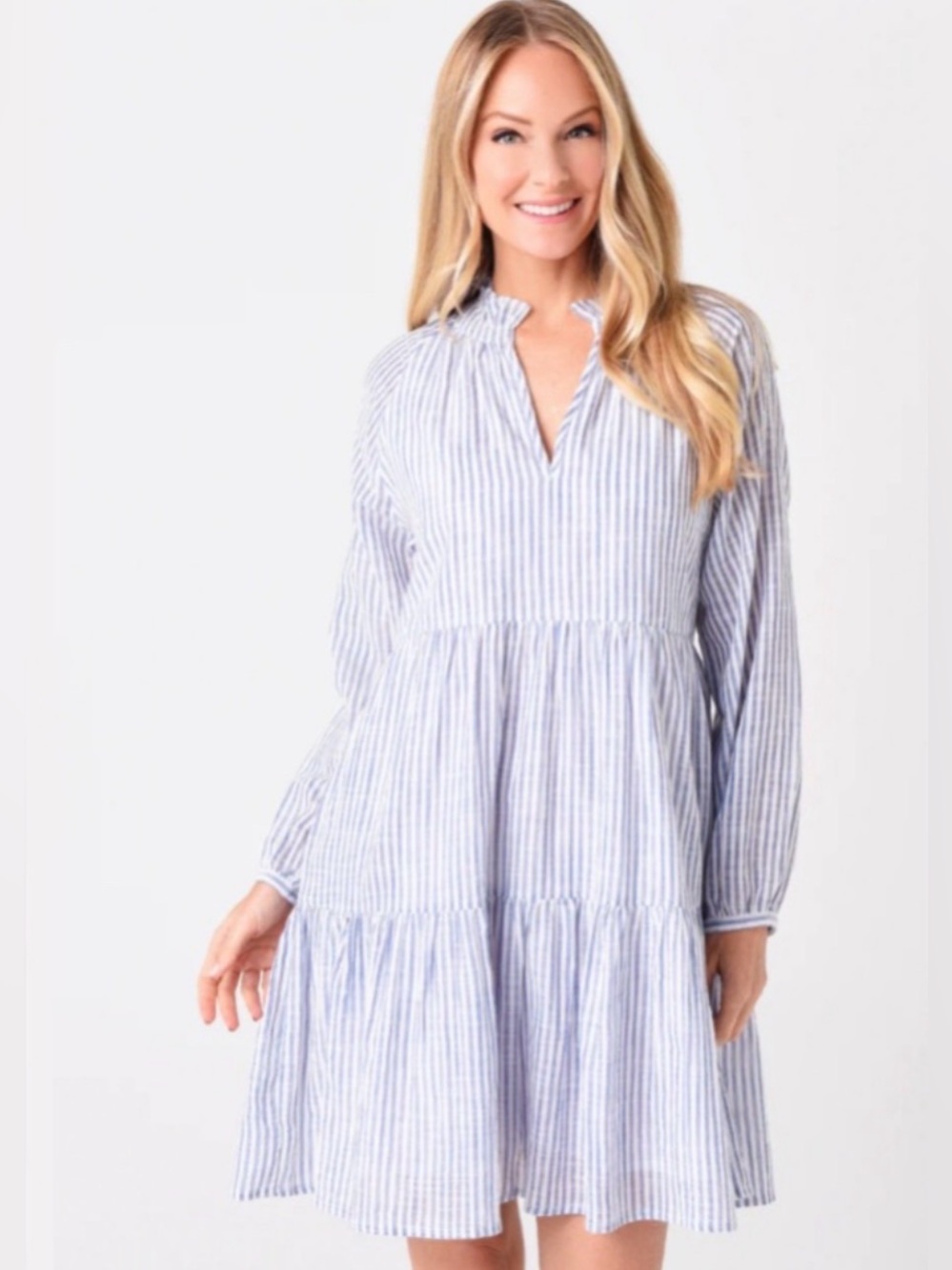 SUNDRY WOMEN'S STRIPES TIERED DRESS